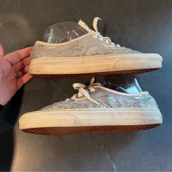 Vans sz 9 silver sequin sneakers lace-up sparkly - Picture 13 of 16